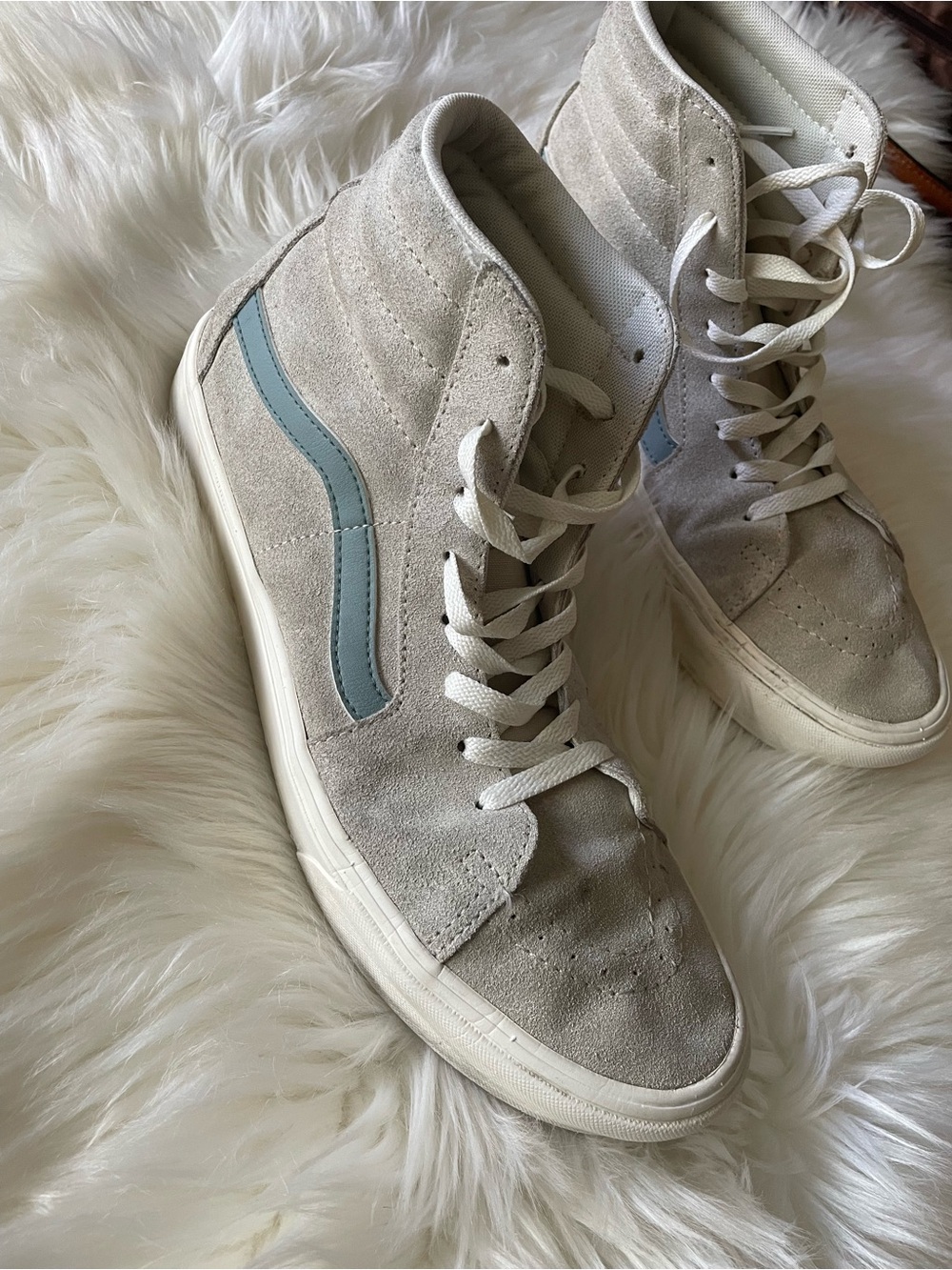Vans White Sneakers with Teal Accents